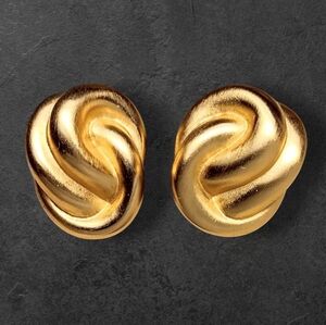 Vintage Anne Klein Brushed Gold tone Knot Earrings